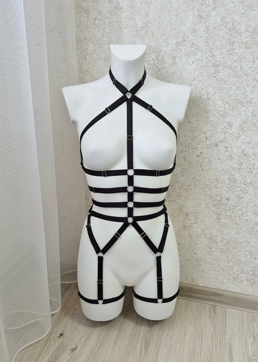 Zeus - black harness lingerie festival outfit