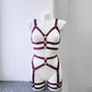 Zorya - burgundy female chest harness and leg garter belt