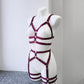 Zorya - burgundy female chest harness and leg garter belt