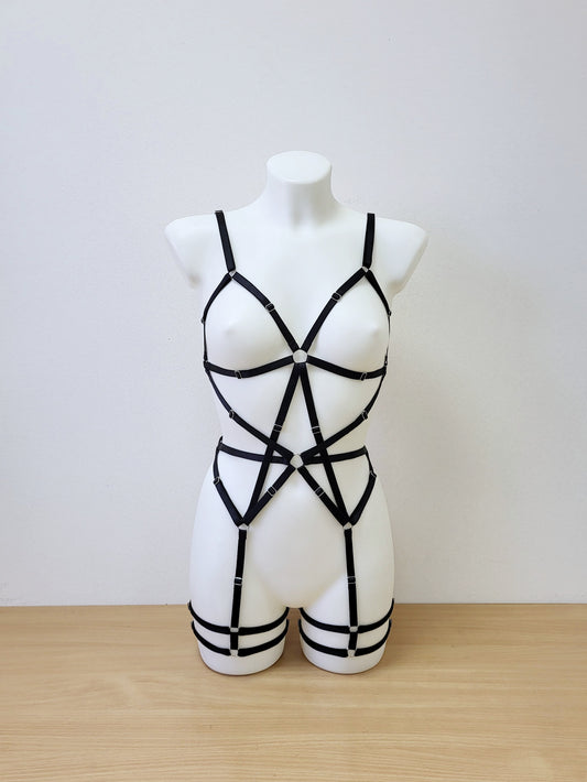 Hecate - black women fullbody harness lingerie