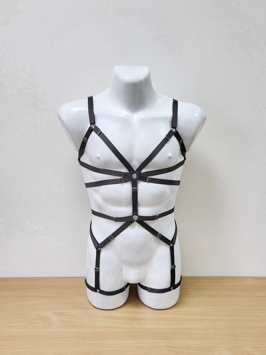 Shakti men - black man open harness bodysuit