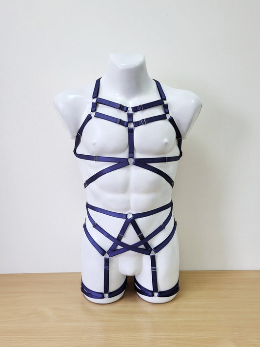 Sif men - navy blue male harness lingerie set