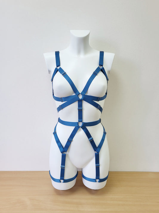 Shakti II - blue woman fullbody harness lingerie