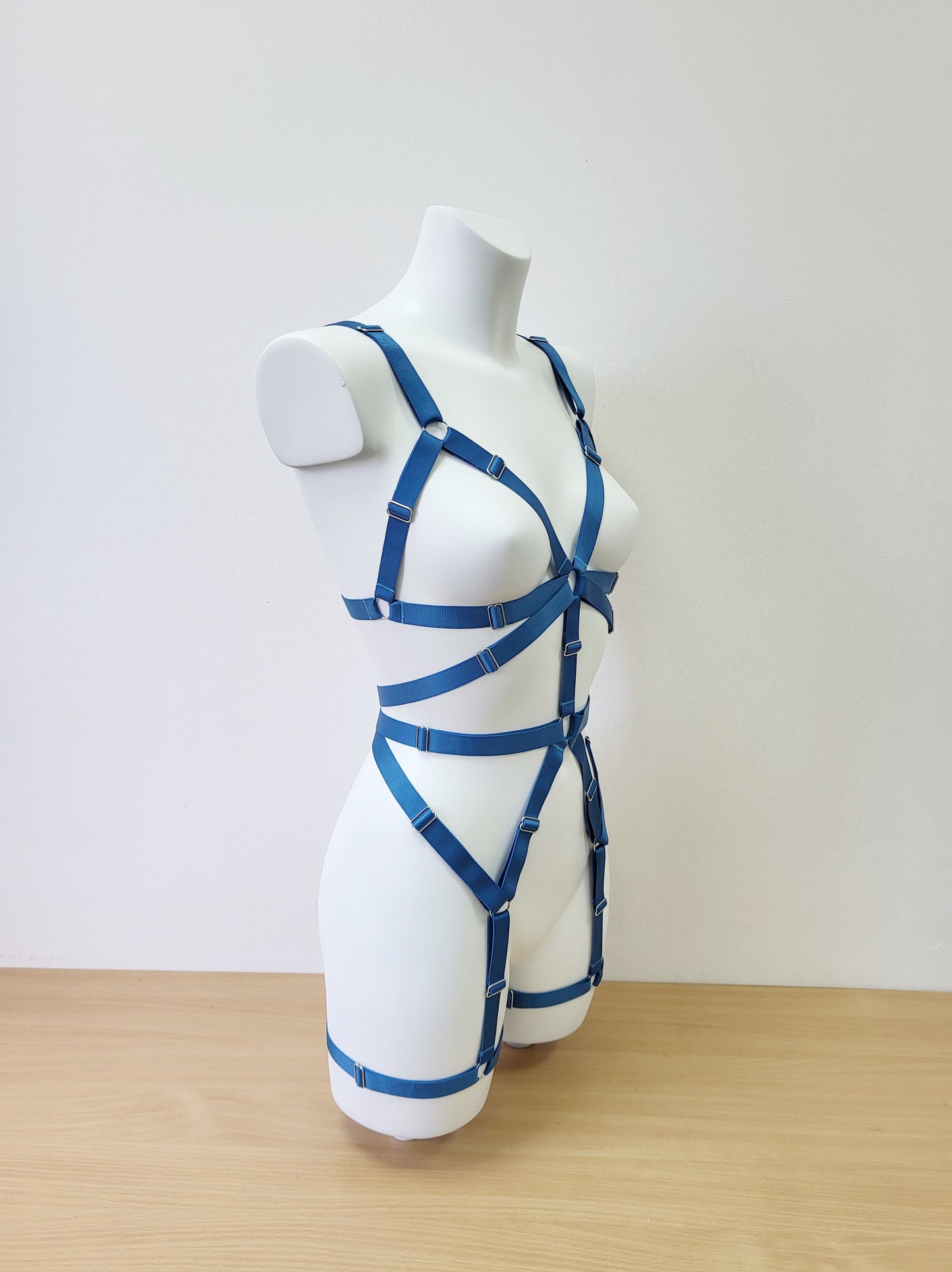 Shakti II - blue woman fullbody harness lingerie