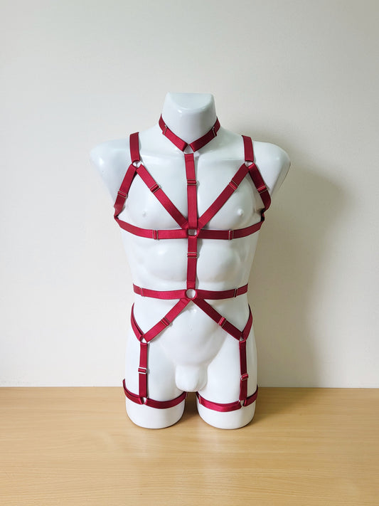 Rindr men - red festival man leather fullbody harness outfit