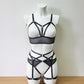 Frigg - mesh black crotchless women lingerie set