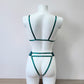 Ivy - emerald green high waisted open lingerie set