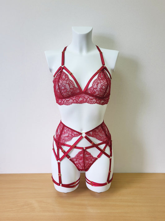 Lily - pink women honeymoon lace lingerie set