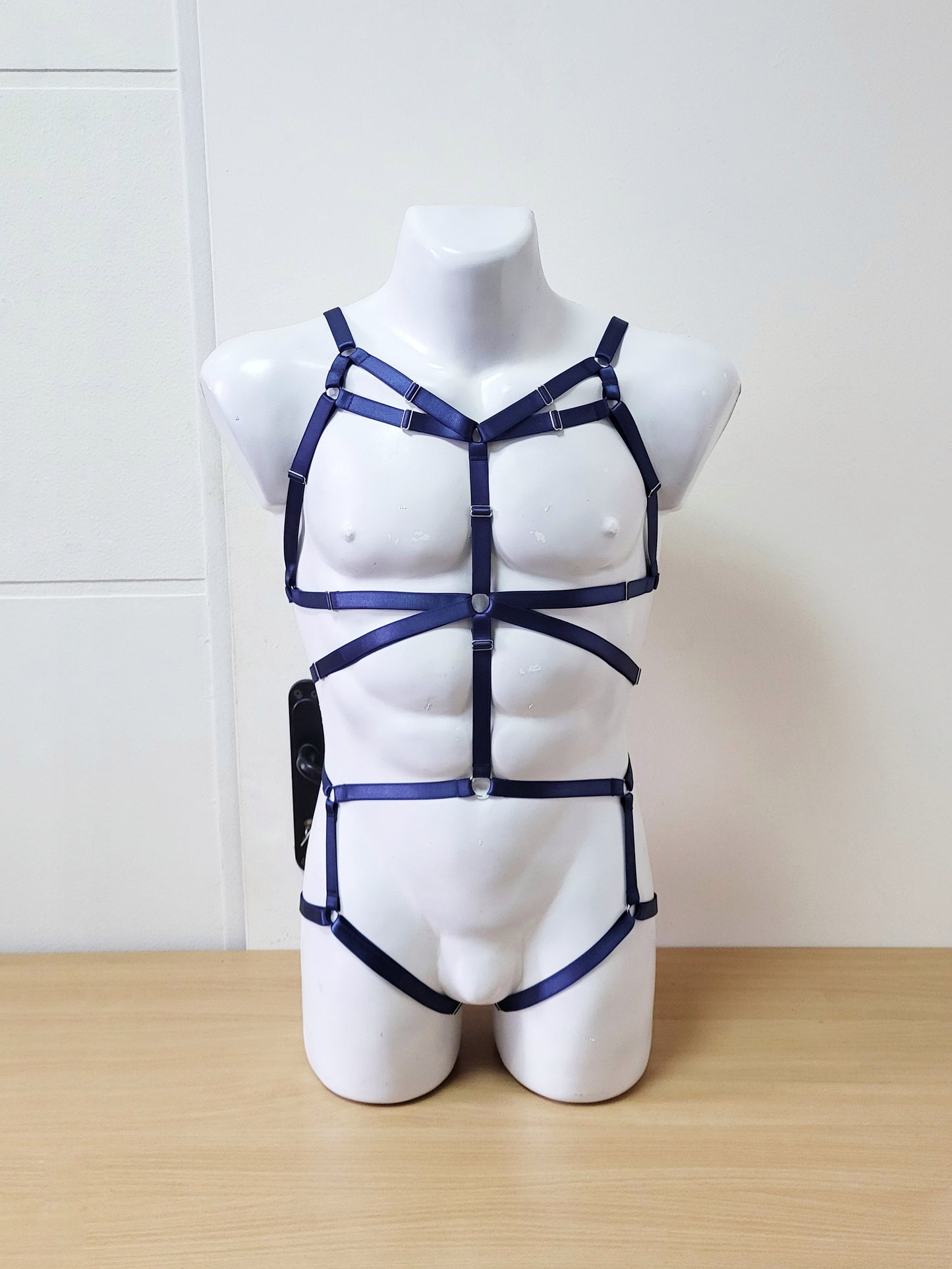 Aurora II men - blue full body open lingerie man bodysuit