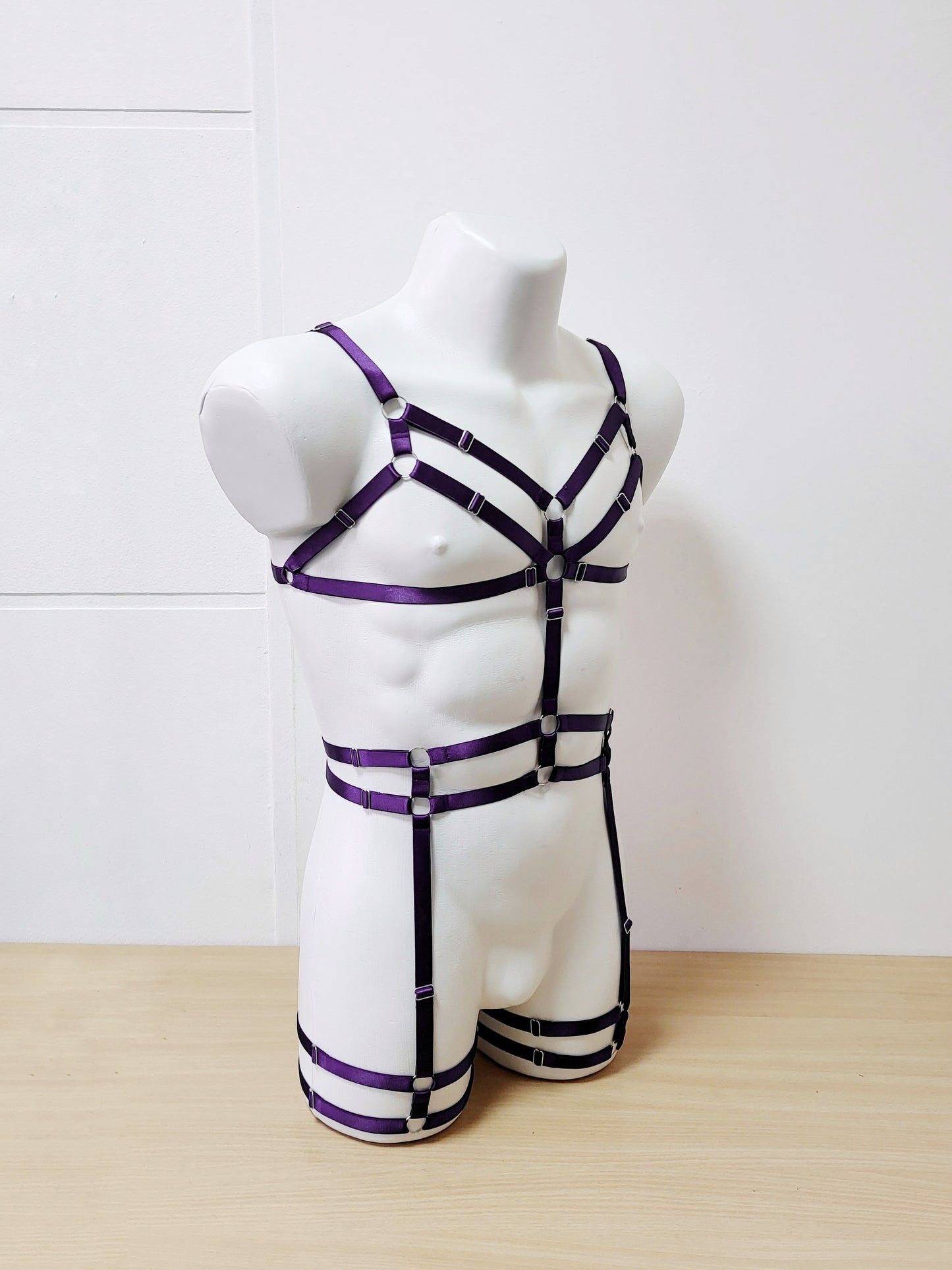 Nemesis men - purple fullbody bondage harness