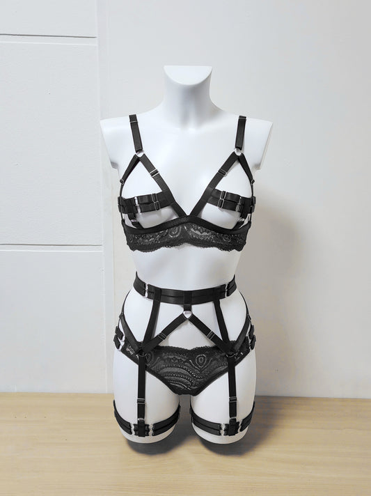 Ancasta - lace bondage lingerie set woman