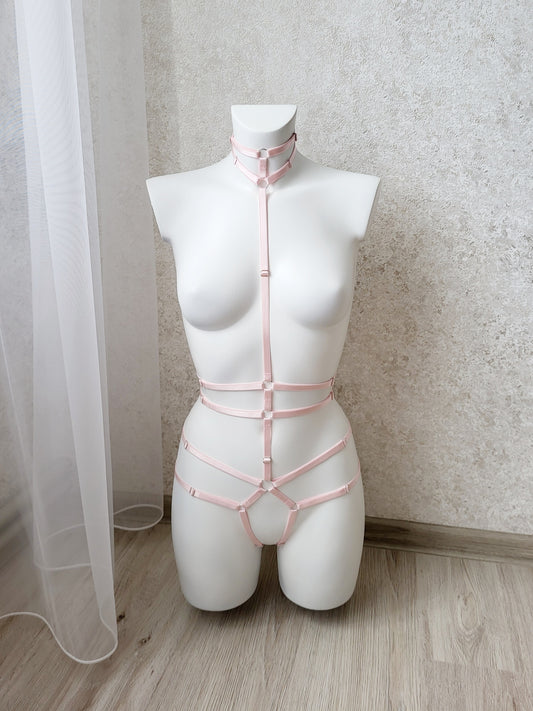 Alaris - pink elastic harness lingerie