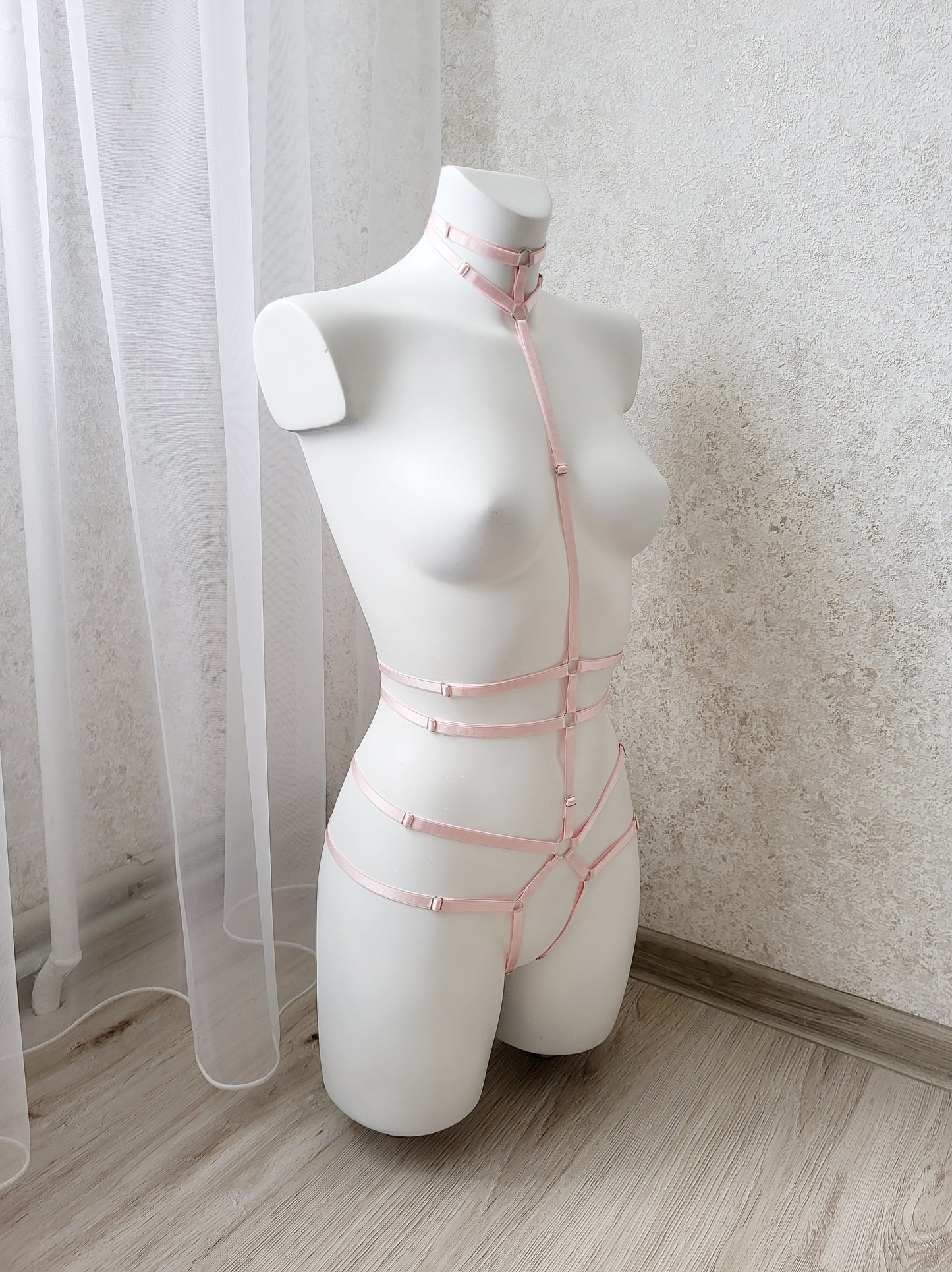Alaris - pink elastic harness lingerie
