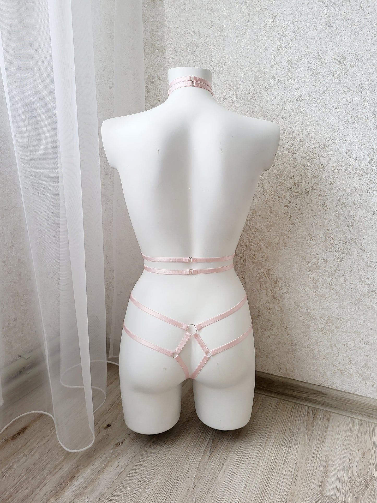 Alaris - pink elastic harness lingerie