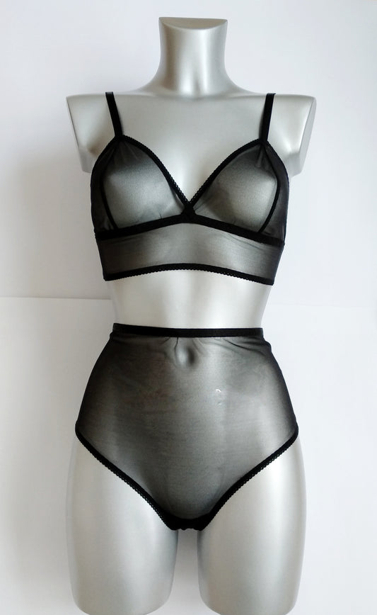 Jasmine - black see through women lingerie set
