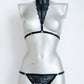 Cassiopea - black collar harness and open panties set