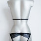 Cassiopea - black collar harness and open panties set
