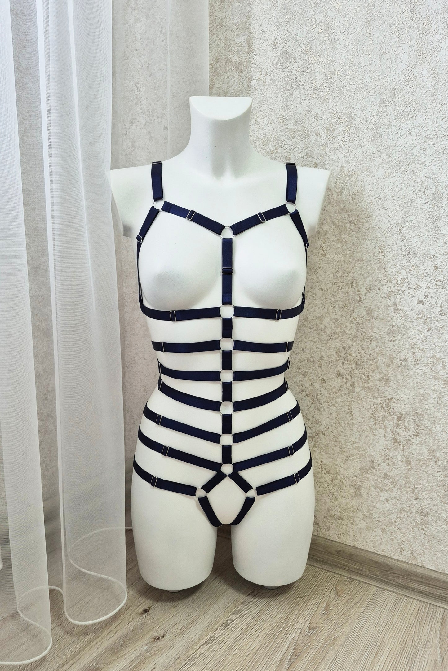 Megaera - full body harness lingerie crotchless teddysuit