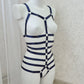 Megaera - navy blue open harness bodysuit lingerie