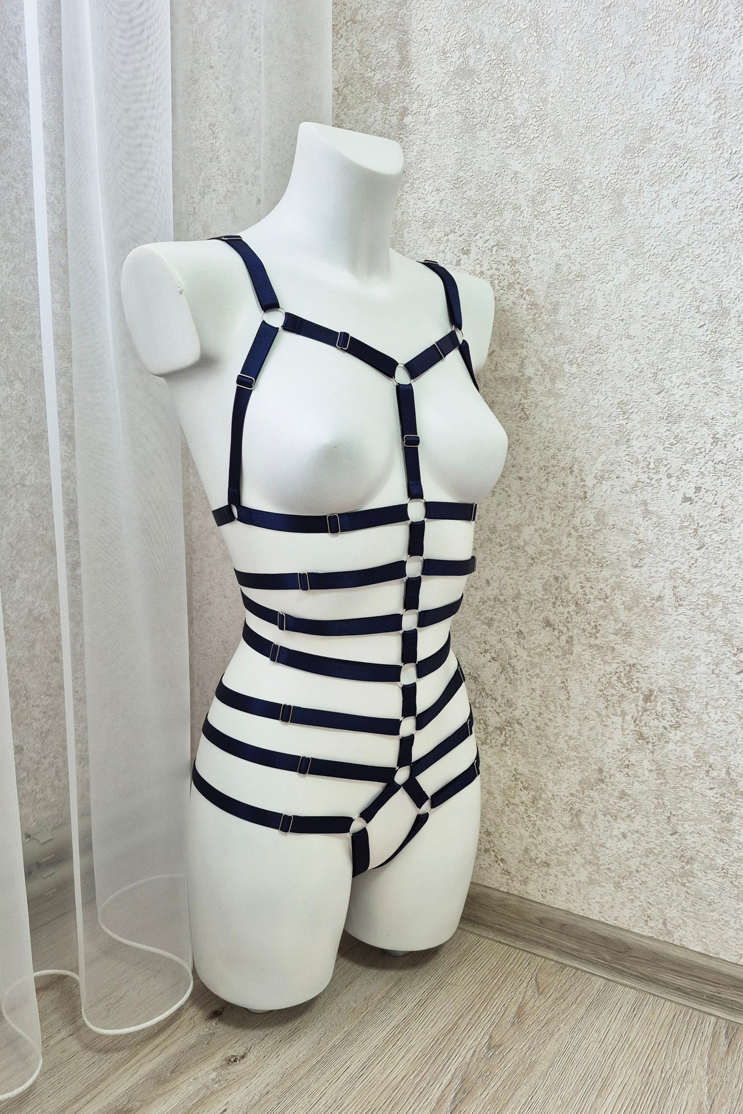 Megaera - full body harness lingerie crotchless teddysuit