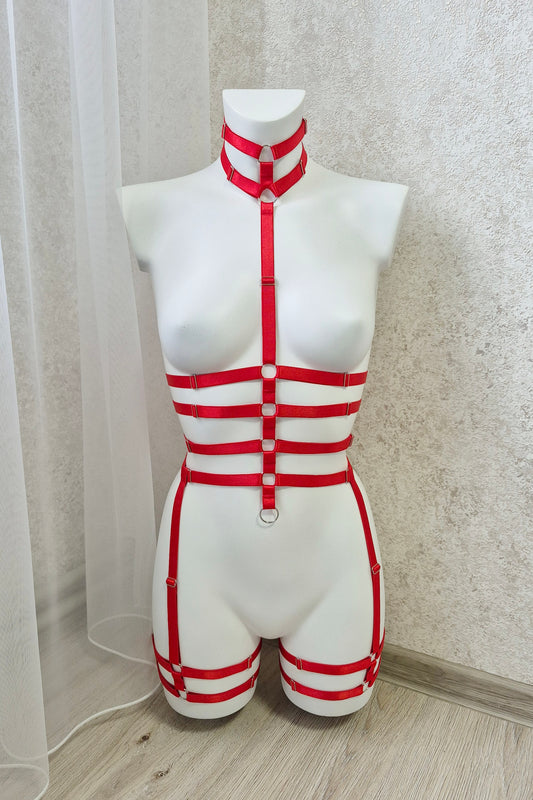 Sceleton - red full body harness lingerie valentines gift for women