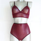 Jasmine - wine mesh lingerie set with high panties