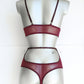 Jasmine - wine mesh lingerie set with high panties