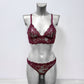 Buffy - burgundy lace lingerie set with open back panties