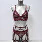 Buffy - floral lace lingerie set with garter belt
