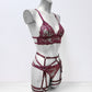 Buffy - floral lace lingerie set with garter belt