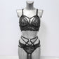 Buffy & Kitana - black lace lingerie set with harness