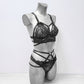 Buffy & Kitana - black lace lingerie set with harness