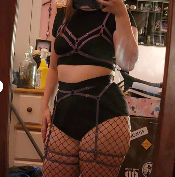 Fulla - cage harness bra and leg garter belt set