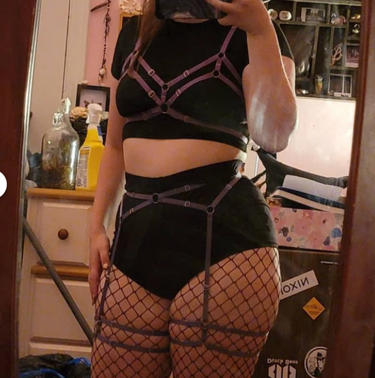 Fulla - cage harness bra and leg garter belt set