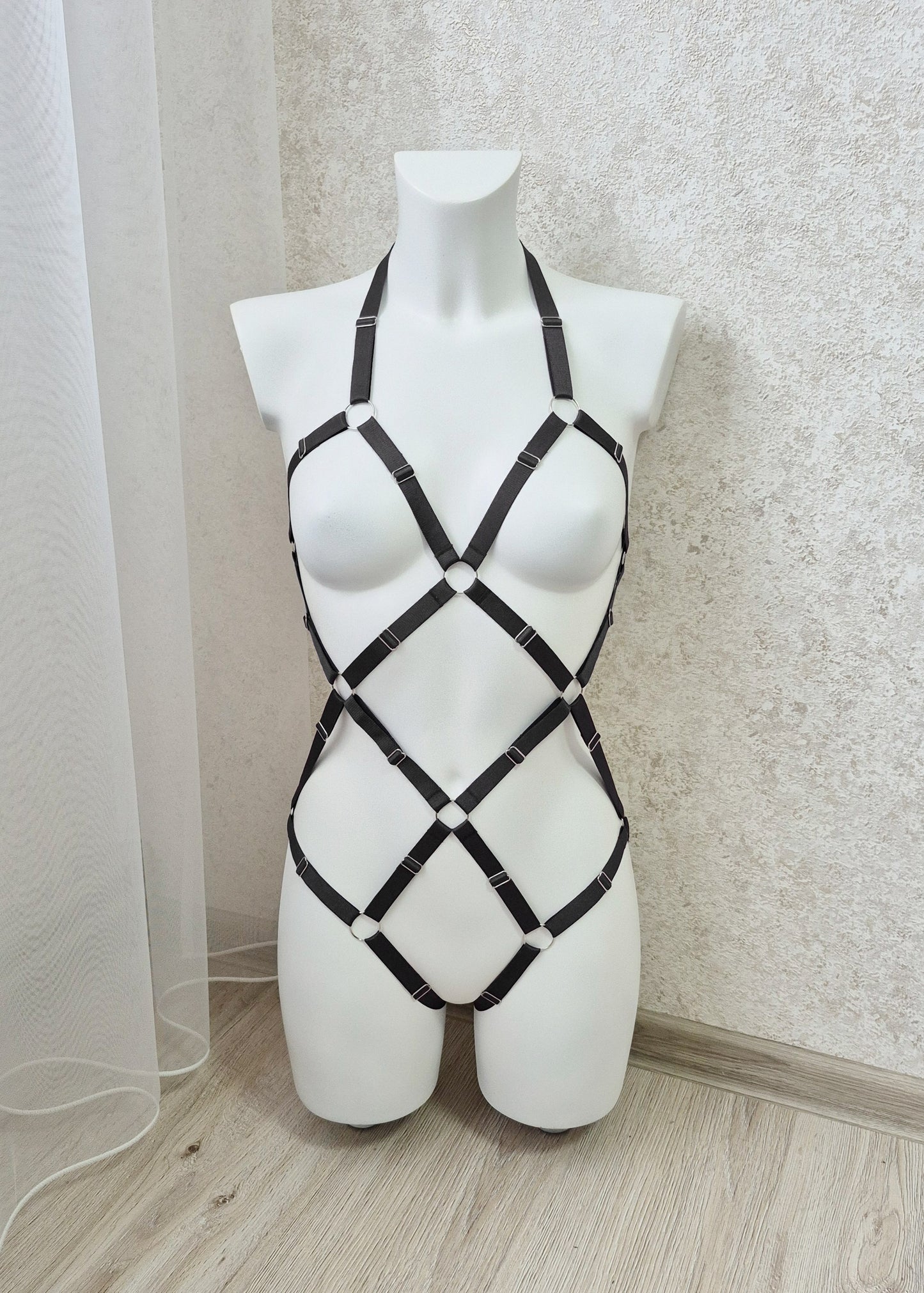 Kvasir - women transparent lingerie harness bodysuit