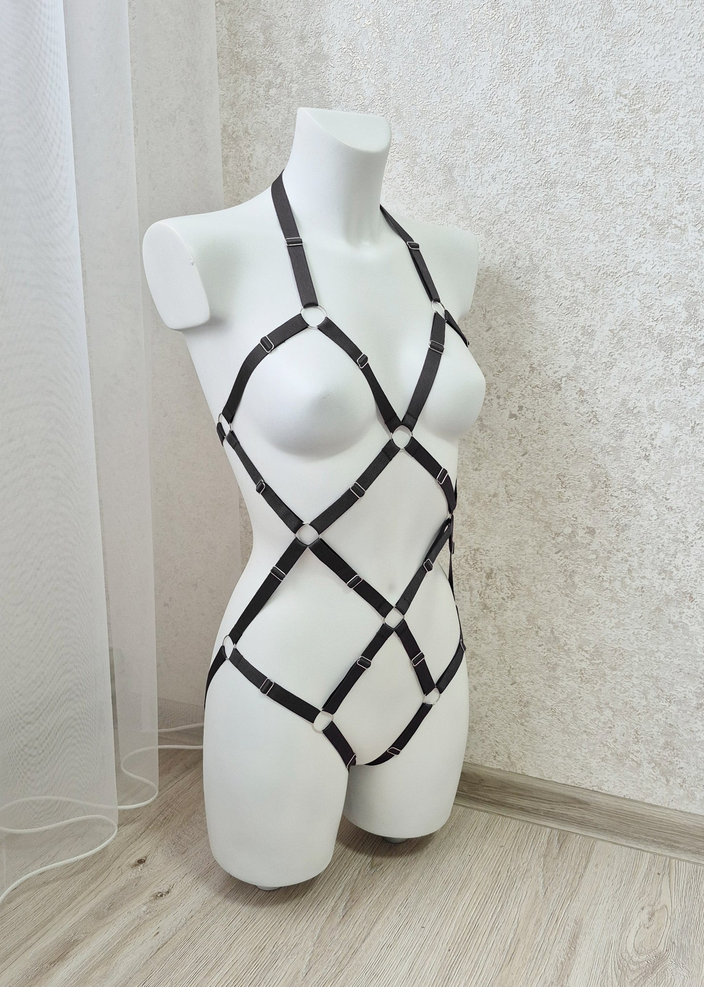 Kvasir - women transparent lingerie harness bodysuit