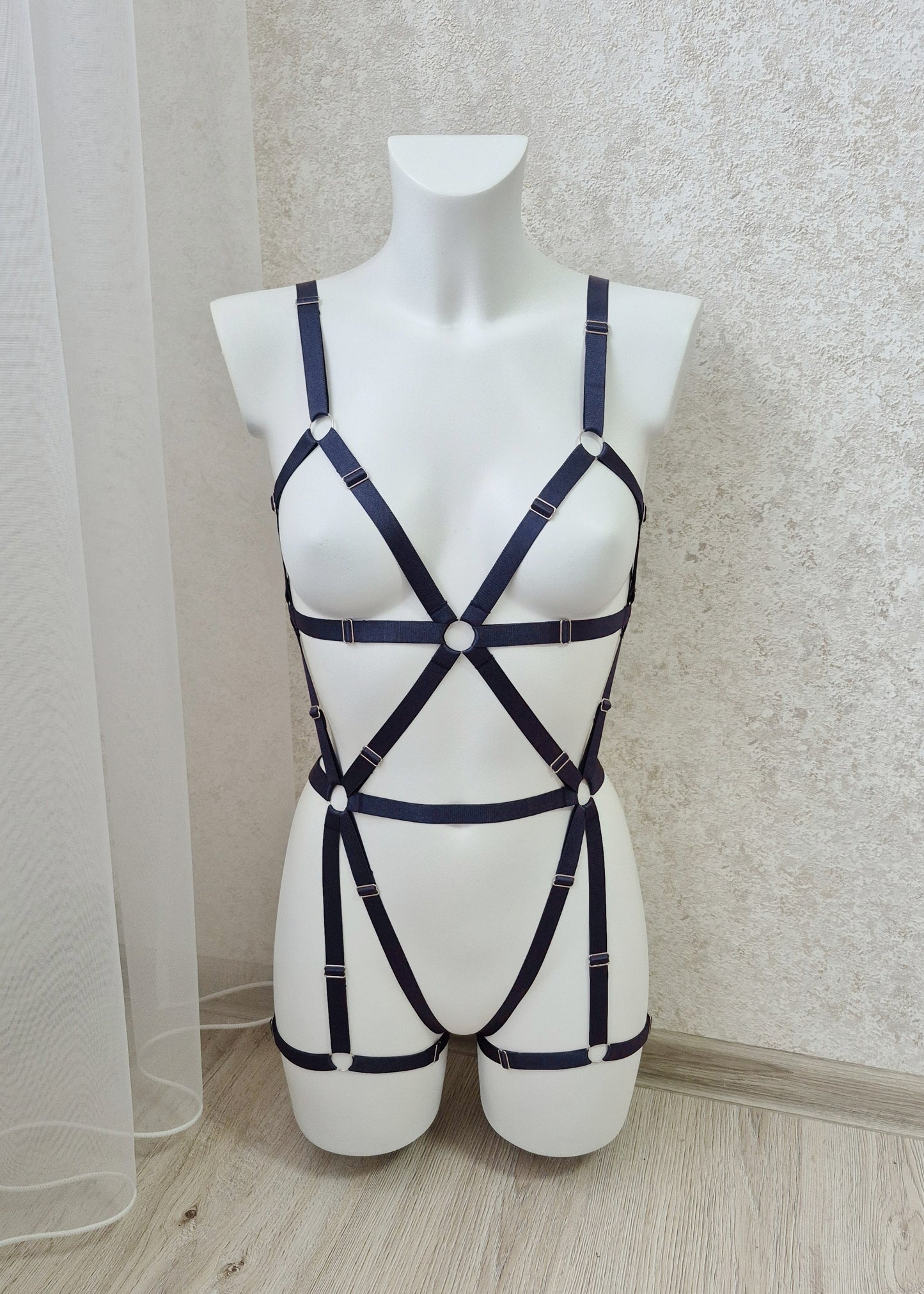 Loki - navy blue female harness lingerie