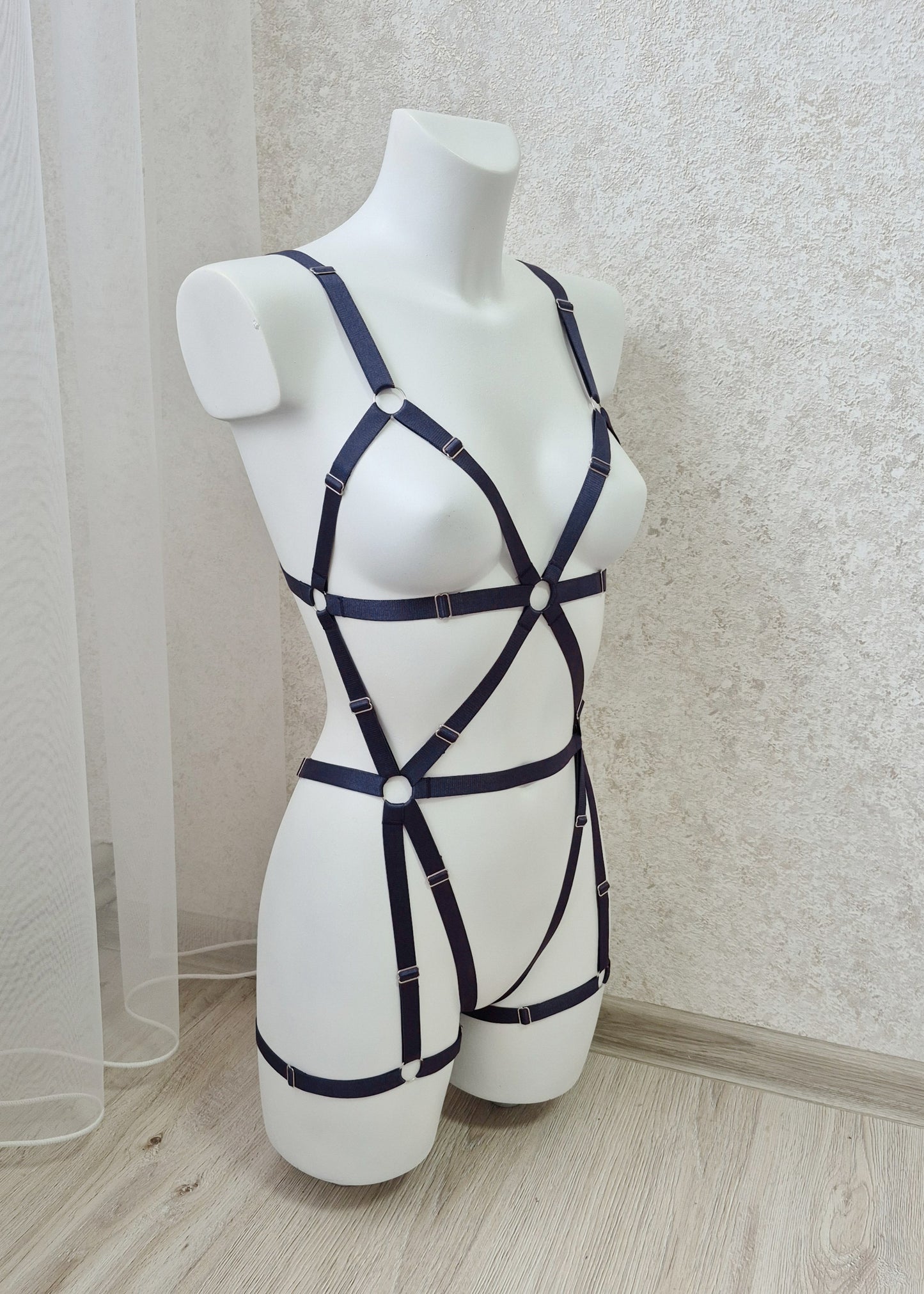 Loki - navy blue female harness lingerie