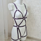 Loki - purple open harness bodysuit with garters