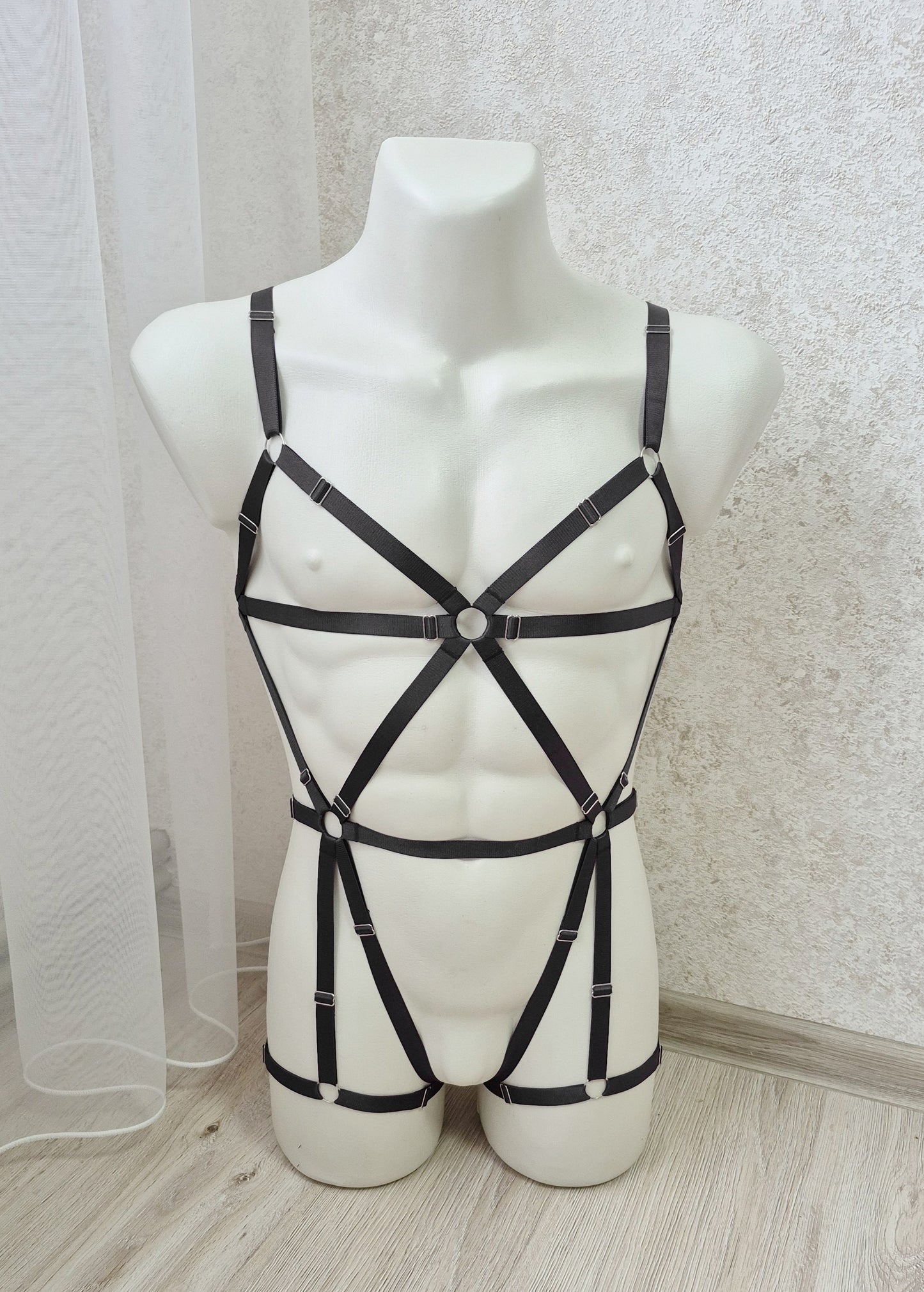 Loki men - black fullbody harness outfit
