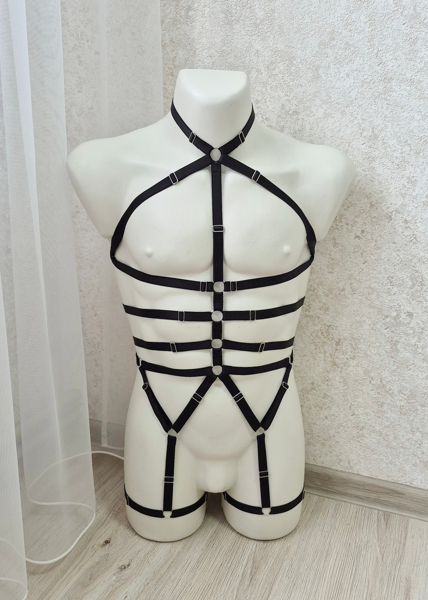 Zeus men - black chest harness bodysuit