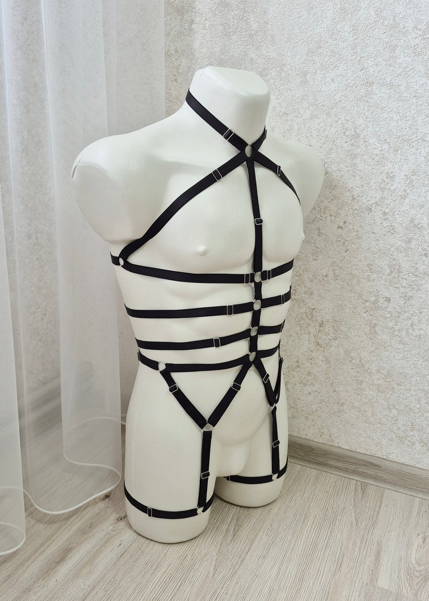 Zeus men - black chest harness bodysuit