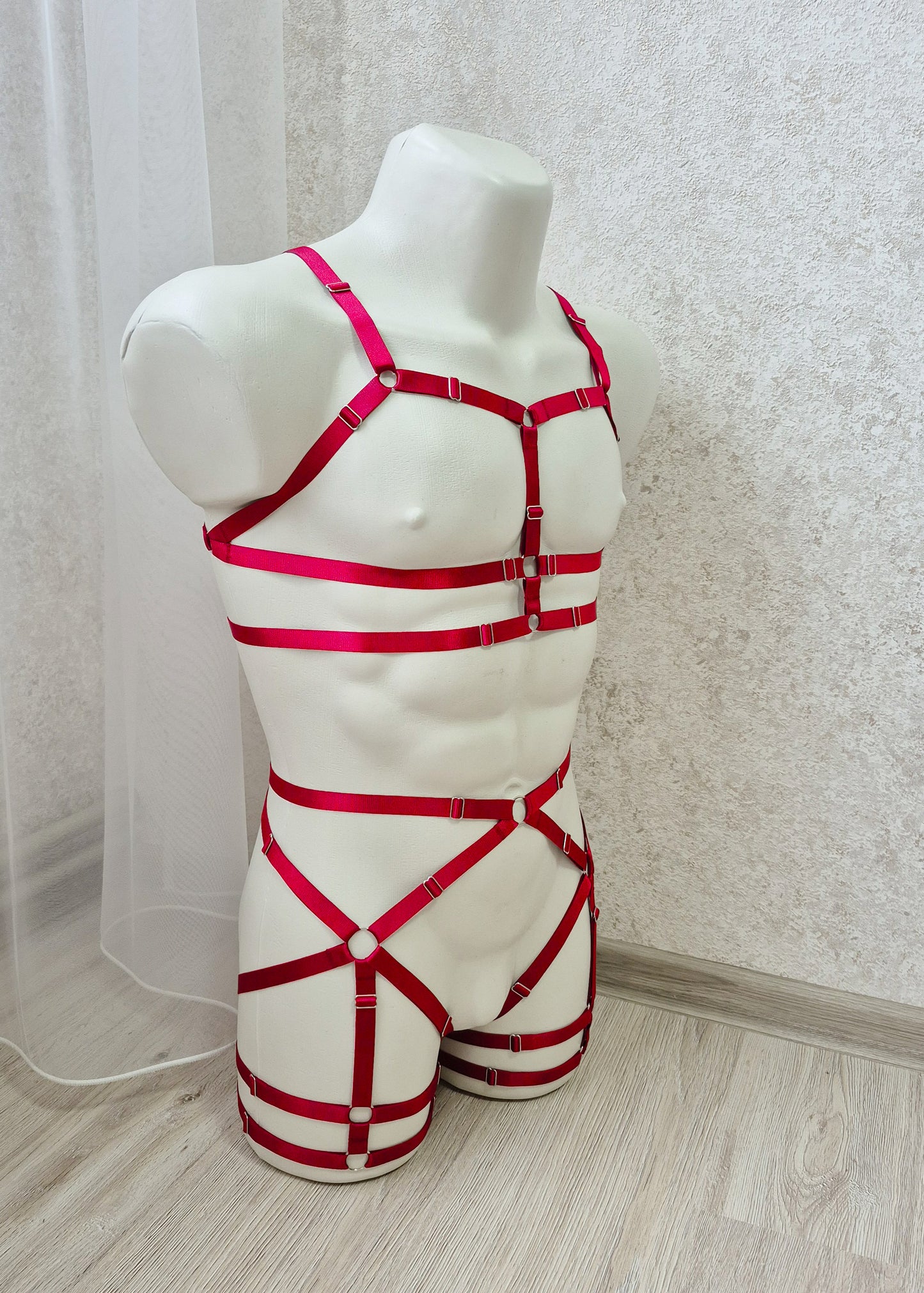 Baldur men - red fullbody harness lingerie set