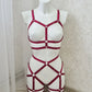 Baldur - burgundy women harness lingerie set with garter belt