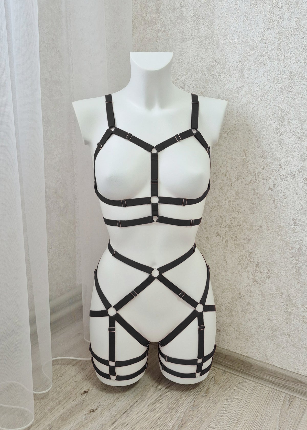 Baldur - black harness kinky lingerie set