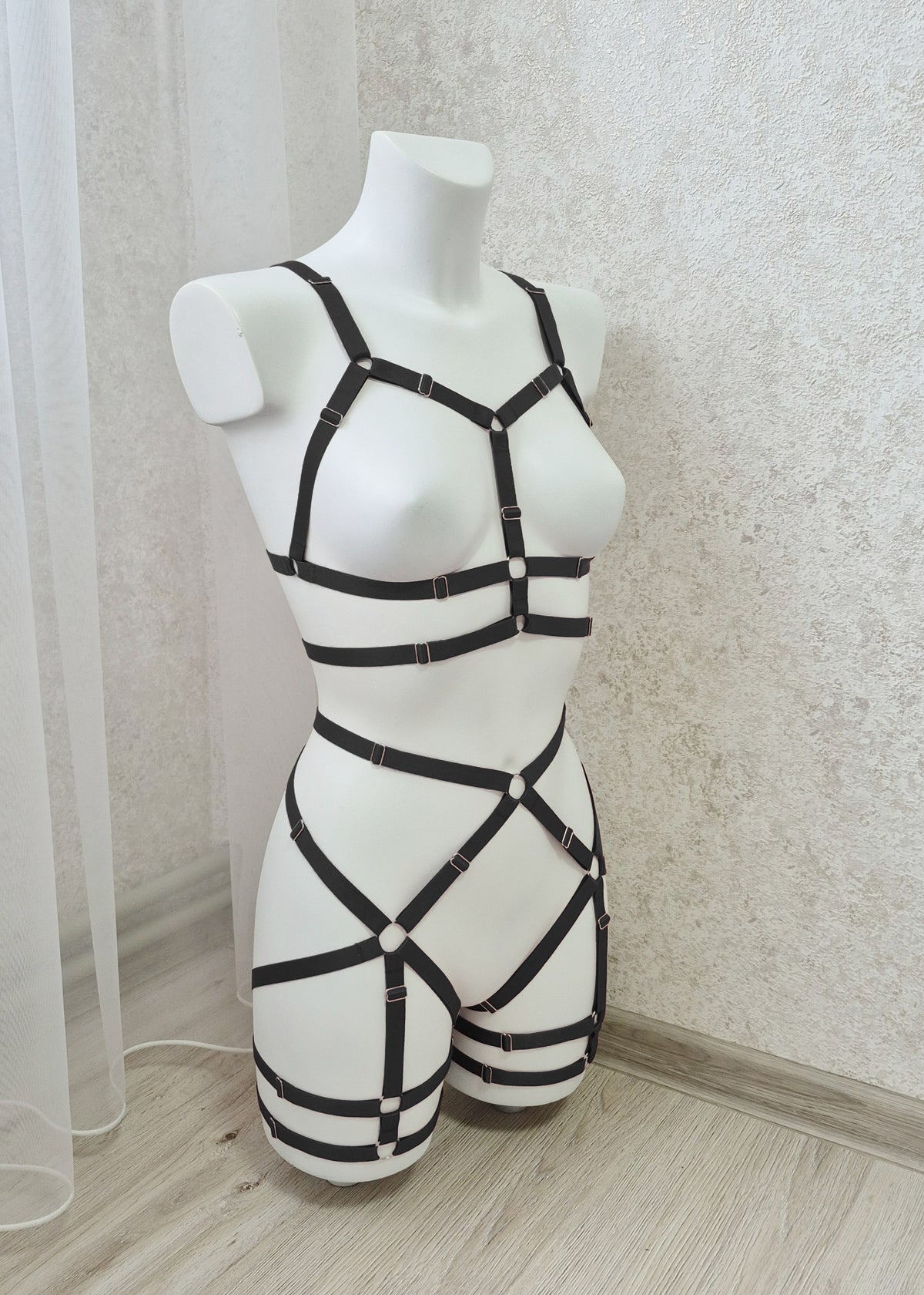 Baldur - black harness kinky lingerie set