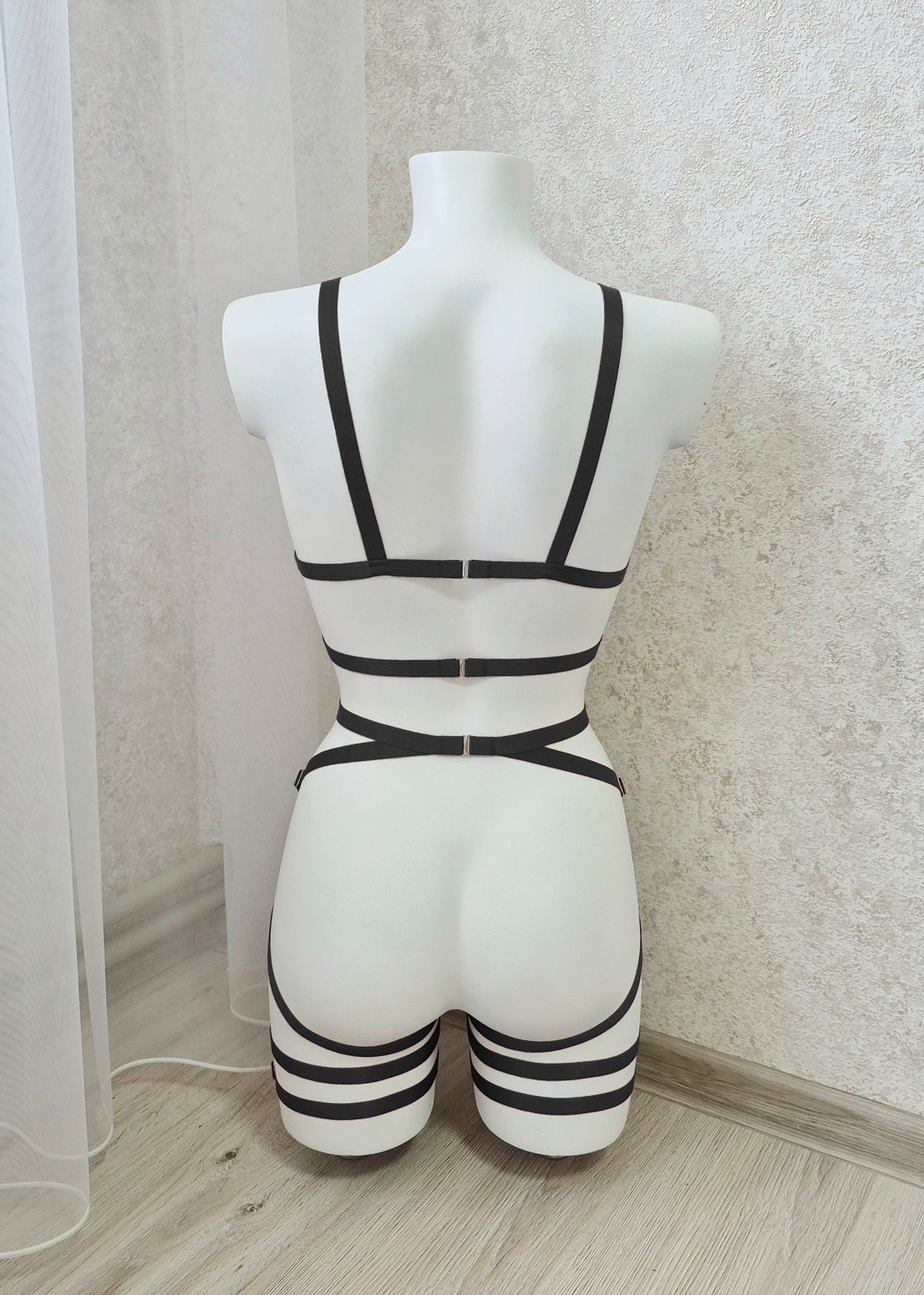 Baldur - black harness kinky lingerie set