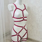 Baldur - burgundy women harness lingerie set with garter belt