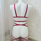 Baldur - burgundy women harness lingerie set with garter belt