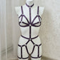 Thor - purple women harness bodysuit with cage bra
